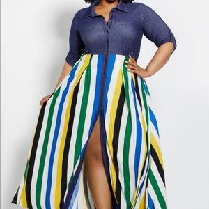 CHAMBRAY TRIM MAXI DRESS sz 30/32